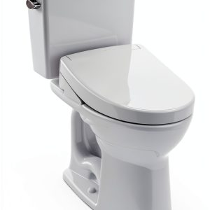 TOTO® Drake® WASHLET®+ Two-Piece Elongated 1.28 GPF Universal Height TORNADO FLUSH® Toilet with S5 Bidet Seat, Cotton White - MW7763446CEFG#01-0
