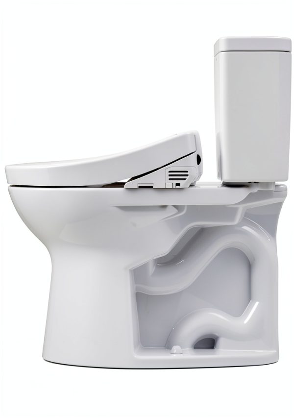 TOTO® Drake® WASHLET®+ Two-Piece Elongated 1.28 GPF Universal Height TORNADO FLUSH® Toilet with S5 Bidet Seat, Cotton White - MW7763446CEFG#01-15