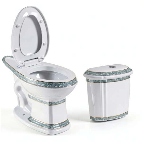 Renovators Supply India Reserve Two Piece Toilet Green Elongated-3