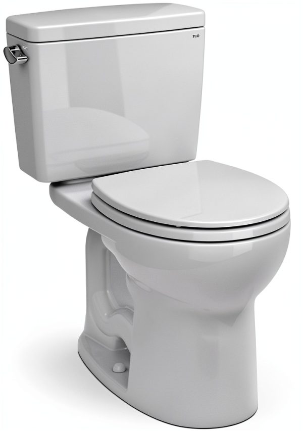 TOTO Drake Two-Piece Round 1.28 GPF Universal Height TORNADO FLUSH Toilet with CEFIONTECT, Cotton White - CST775CEFG#01-12