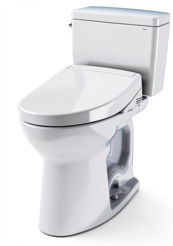 TOTO® Drake® WASHLET®+ Two-Piece Elongated 1.28 GPF Universal Height TORNADO FLUSH® Toilet with S5 Bidet Seat, Cotton White - MW7763446CEFG#01-16