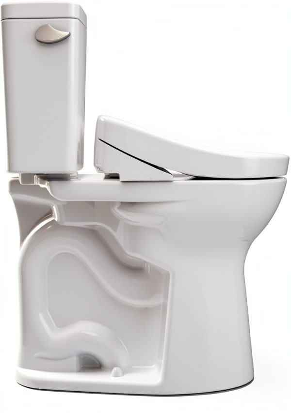 TOTO® Drake® WASHLET®+ Two-Piece Elongated 1.28 GPF Universal Height TORNADO FLUSH® Toilet with S5 Bidet Seat, Cotton White - MW7763446CEFG#01-14