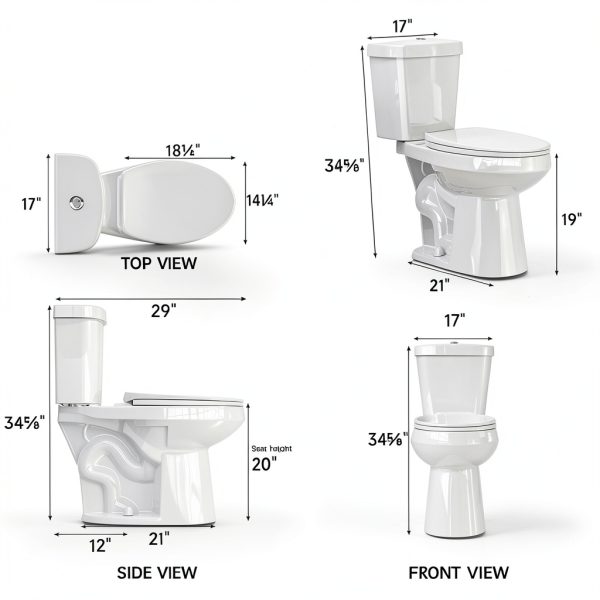 Elongated Tall Toilet Miuara 19 Inch Dual Flush Two-Piece White-8