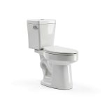 Two-Piece Elongated Tall Toilet with Comfort Chair Seat ADA Height 17.3", Modern Toilets for Bathroom, Powerful Single Flush 1.28 GPF Compact Toilet, MAP 1000g, 12" Rough-In, White Toilet Bowl-0