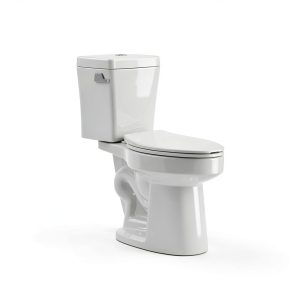 Two-Piece Elongated Tall Toilet with Comfort Chair Seat ADA Height 17.3", Modern Toilets for Bathroom, Powerful Single Flush 1.28 GPF Compact Toilet, MAP 1000g, 12" Rough-In, White Toilet Bowl-0