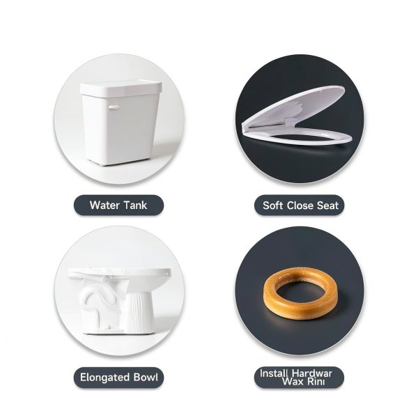 Miuara Elongated Tall Toilet 19 Inch 1.28 GPF Single Flush White-6